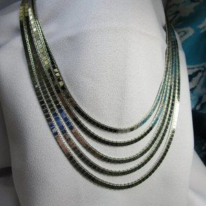 🌷HP🌷 VTG Silver Tone Statement 5-Strand Necklace